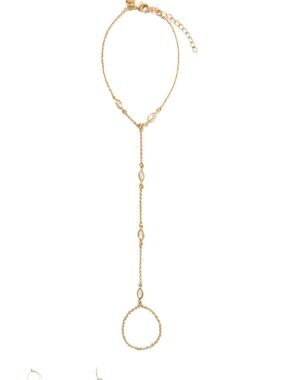Nwt Gold Crystal Hand Chain Bracelet 18k gold plated and cubic zirconia